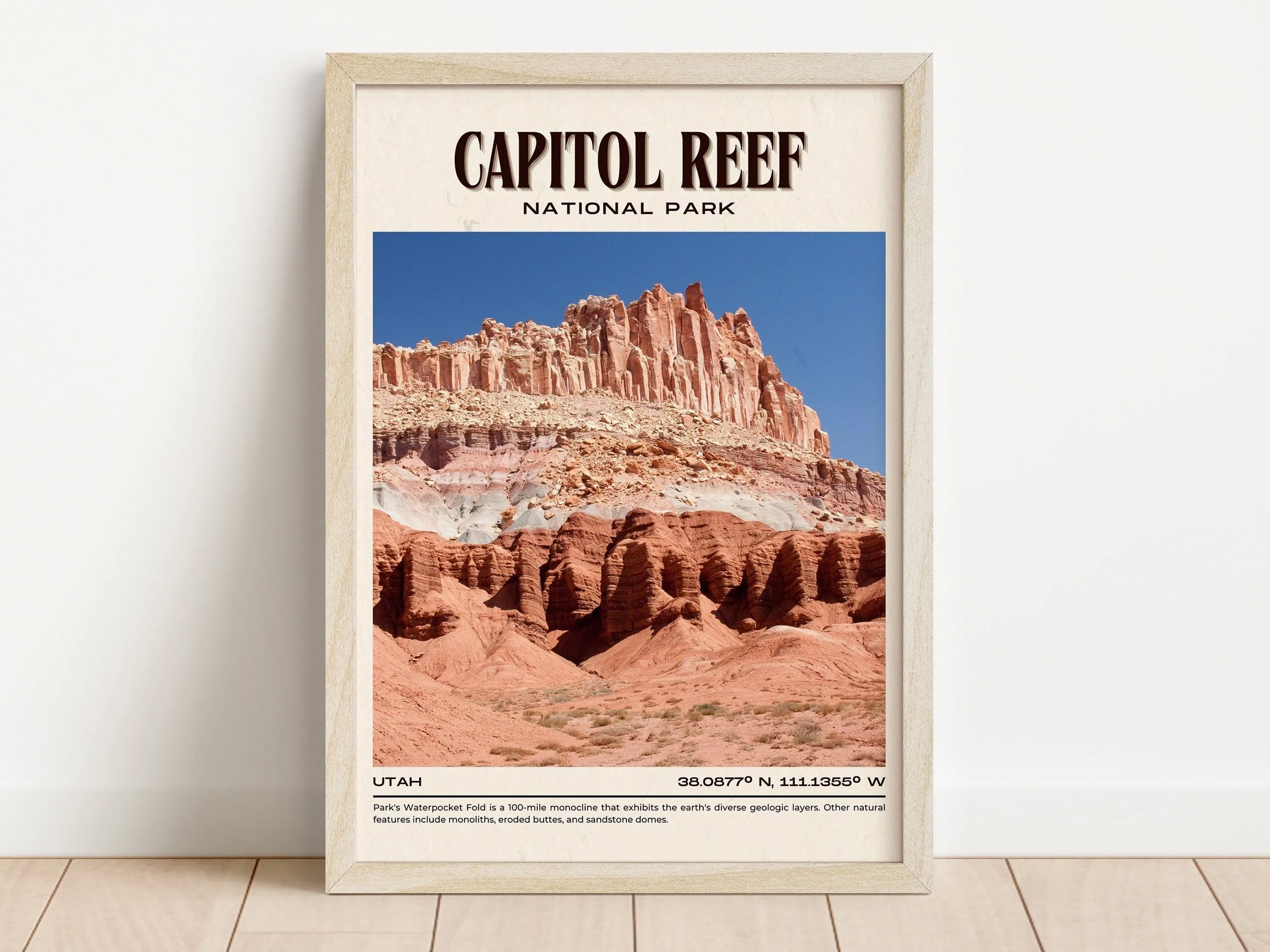 Capitol Reef National Park Vintage Wall Art, Utah, USA