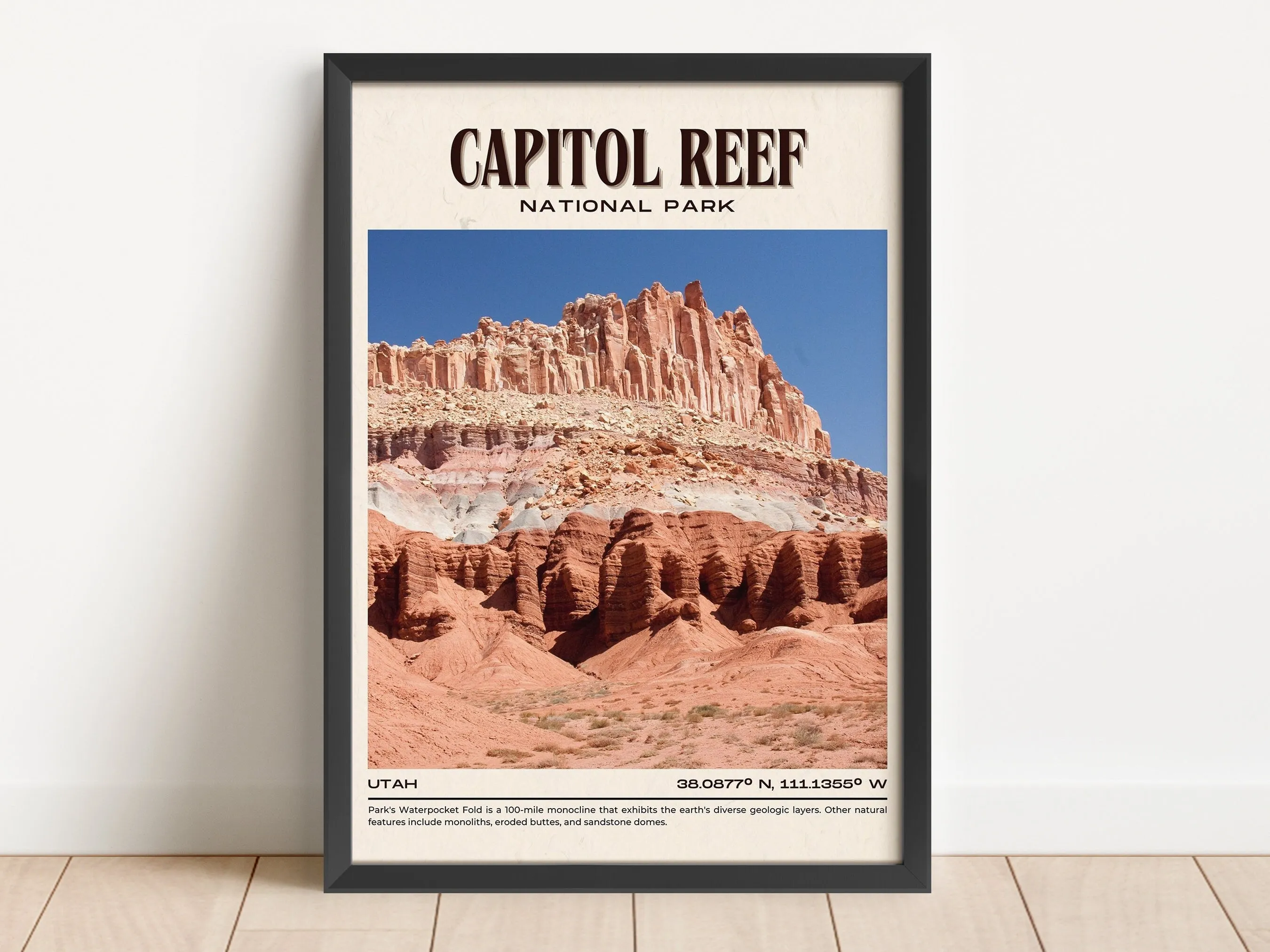 Capitol Reef National Park Vintage Wall Art, Utah, USA