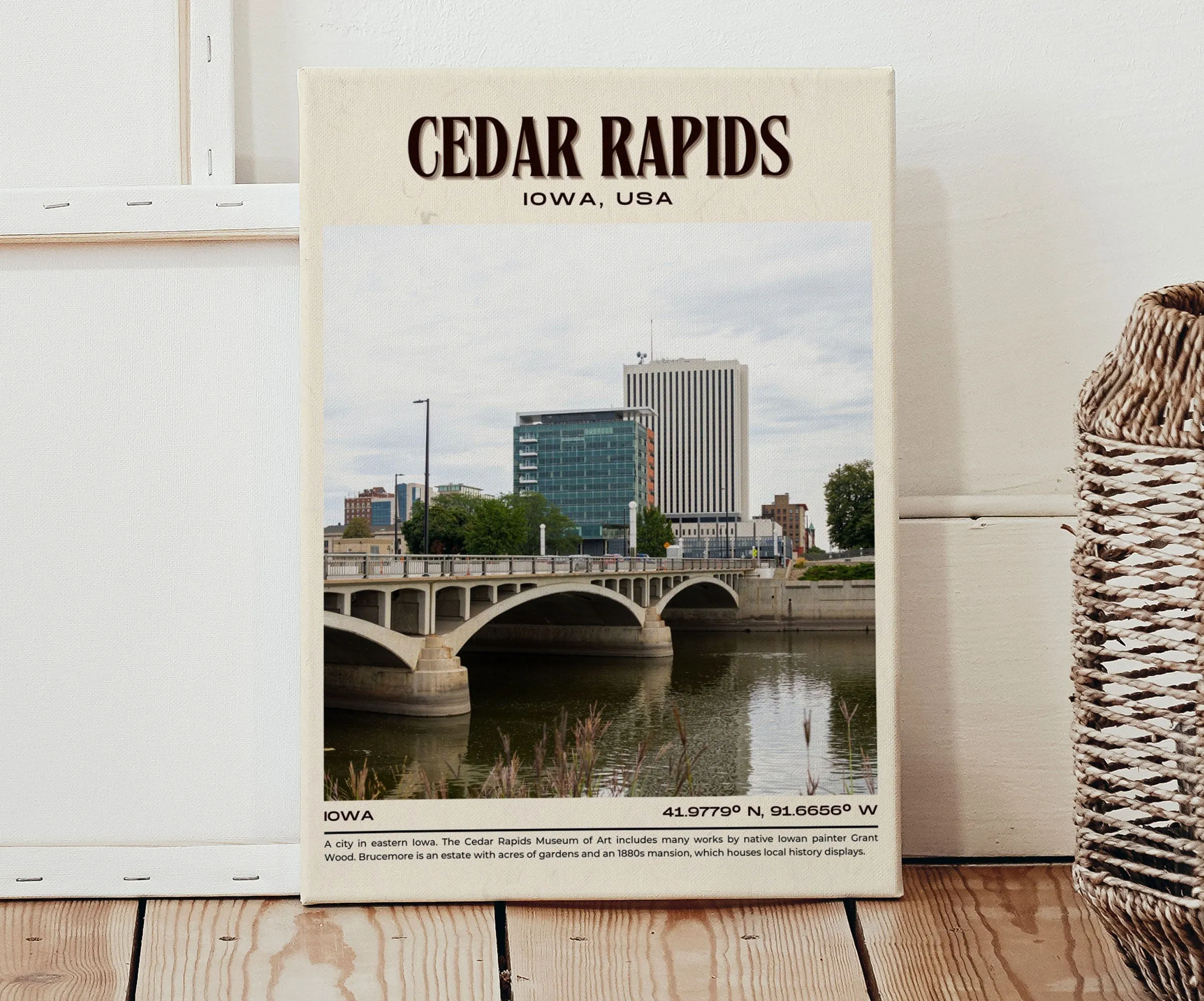 Cedar Rapids Vintage Wall Art, Iowa, USA