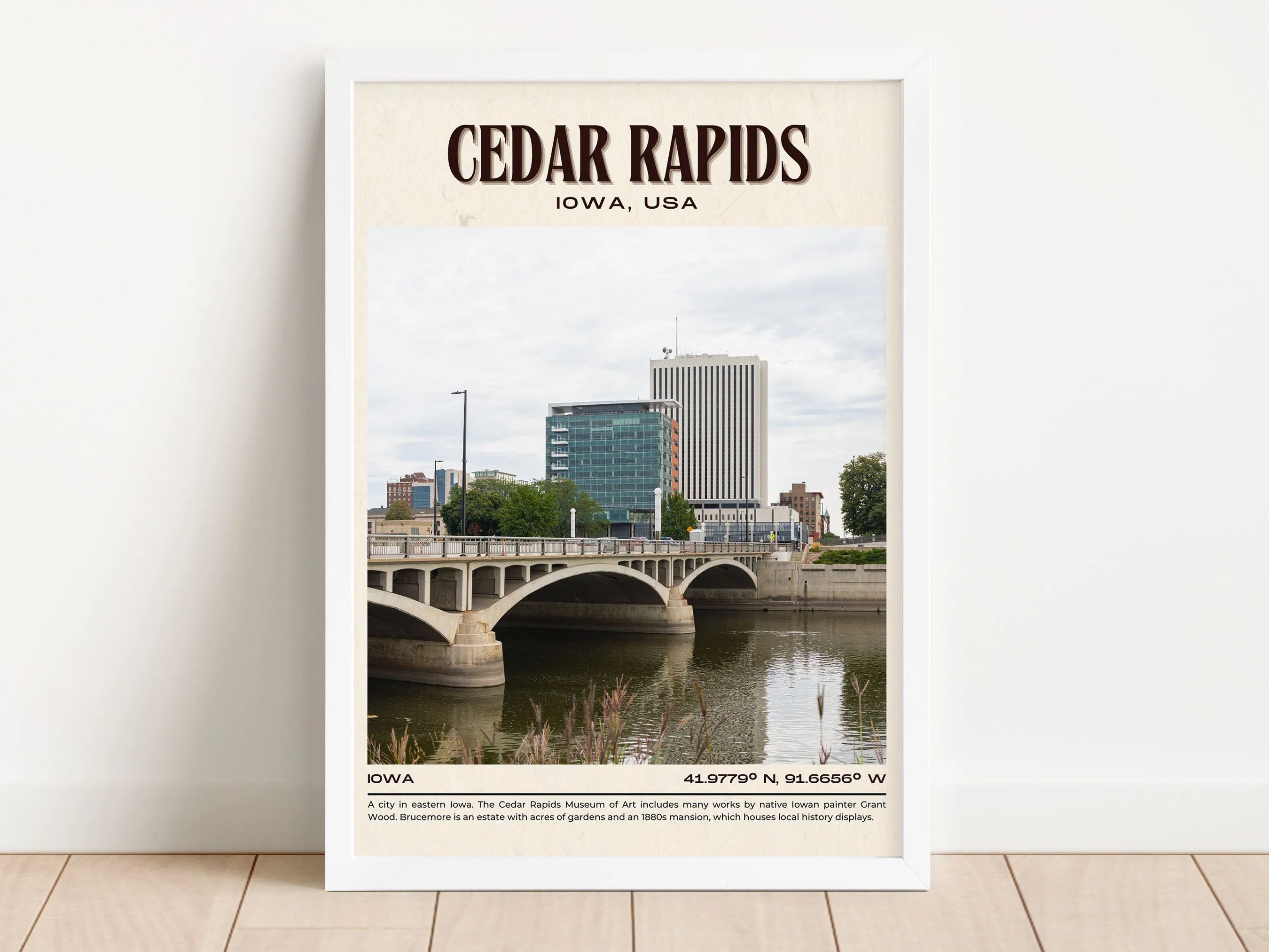 Cedar Rapids Vintage Wall Art, Iowa, USA