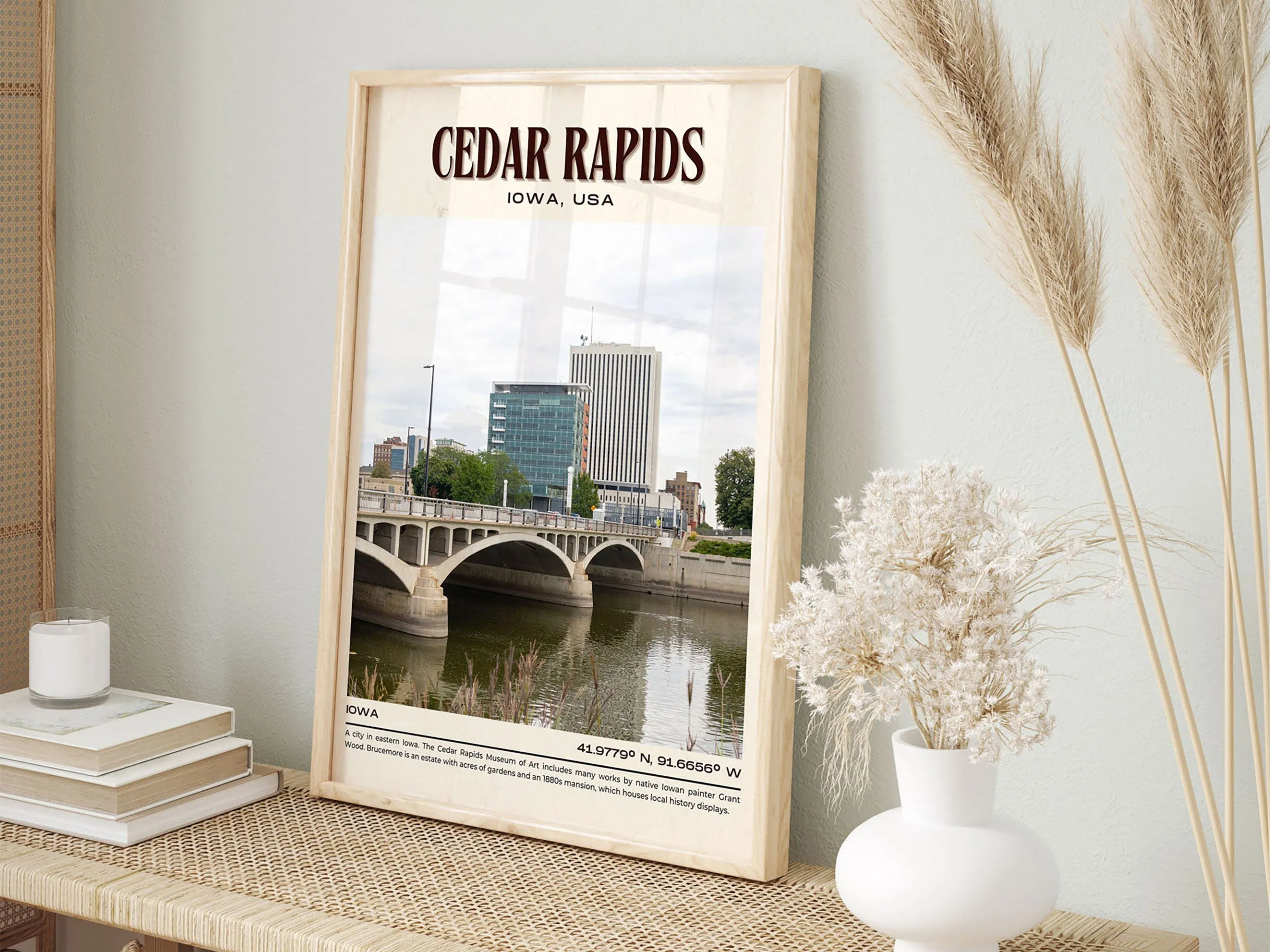 Cedar Rapids Vintage Wall Art, Iowa, USA