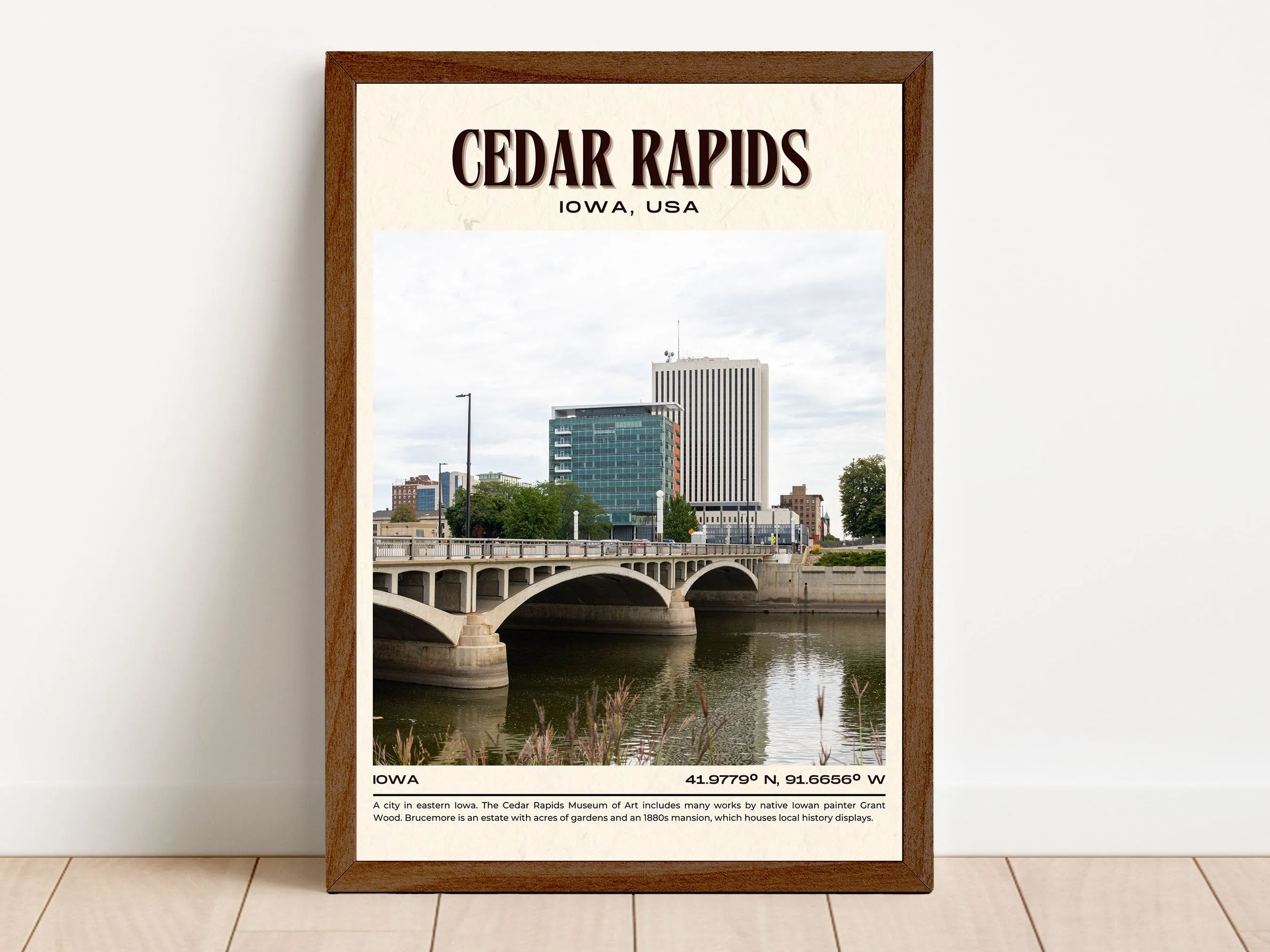 Cedar Rapids Vintage Wall Art, Iowa, USA