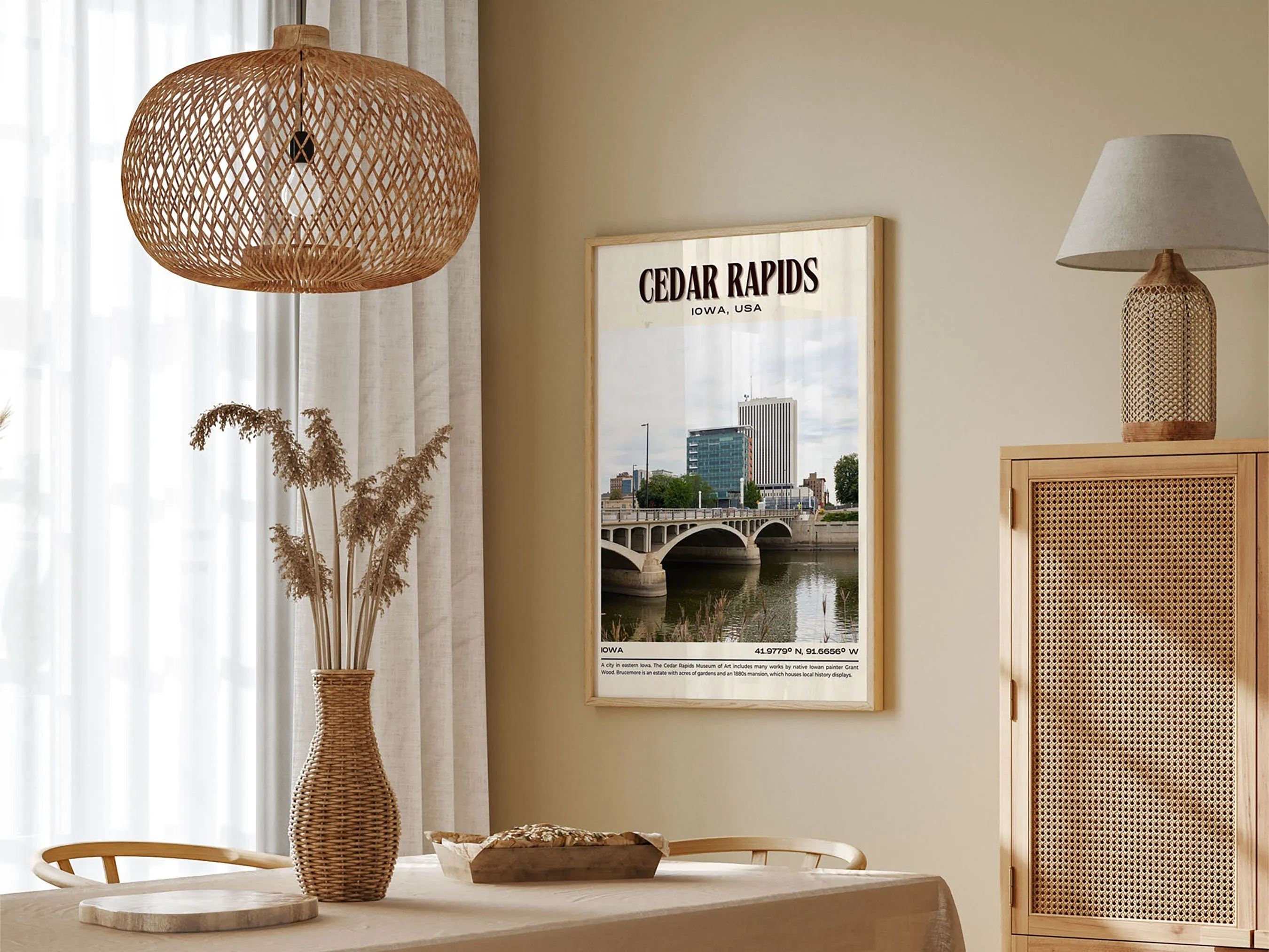 Cedar Rapids Vintage Wall Art, Iowa, USA