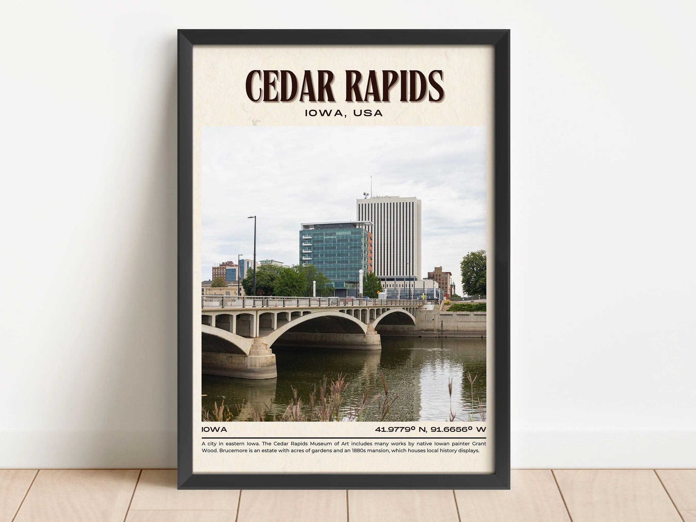 Cedar Rapids Vintage Wall Art, Iowa, USA
