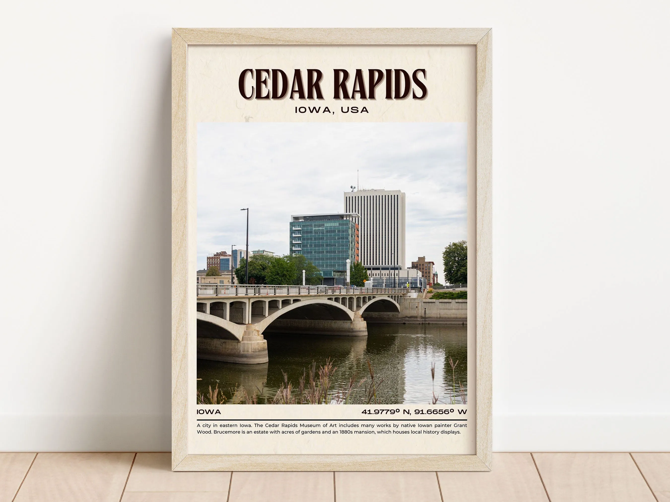 Cedar Rapids Vintage Wall Art, Iowa, USA