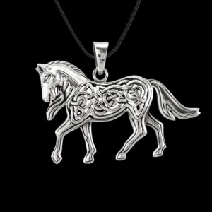Celtic Knotwork Horse Pendant 925 Sterling Silver