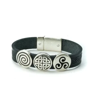 Celtic Leather Cuff with 3 Knots