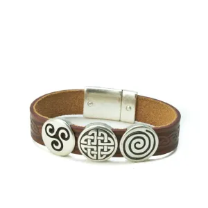 Celtic Leather Cuff with 3 Knots
