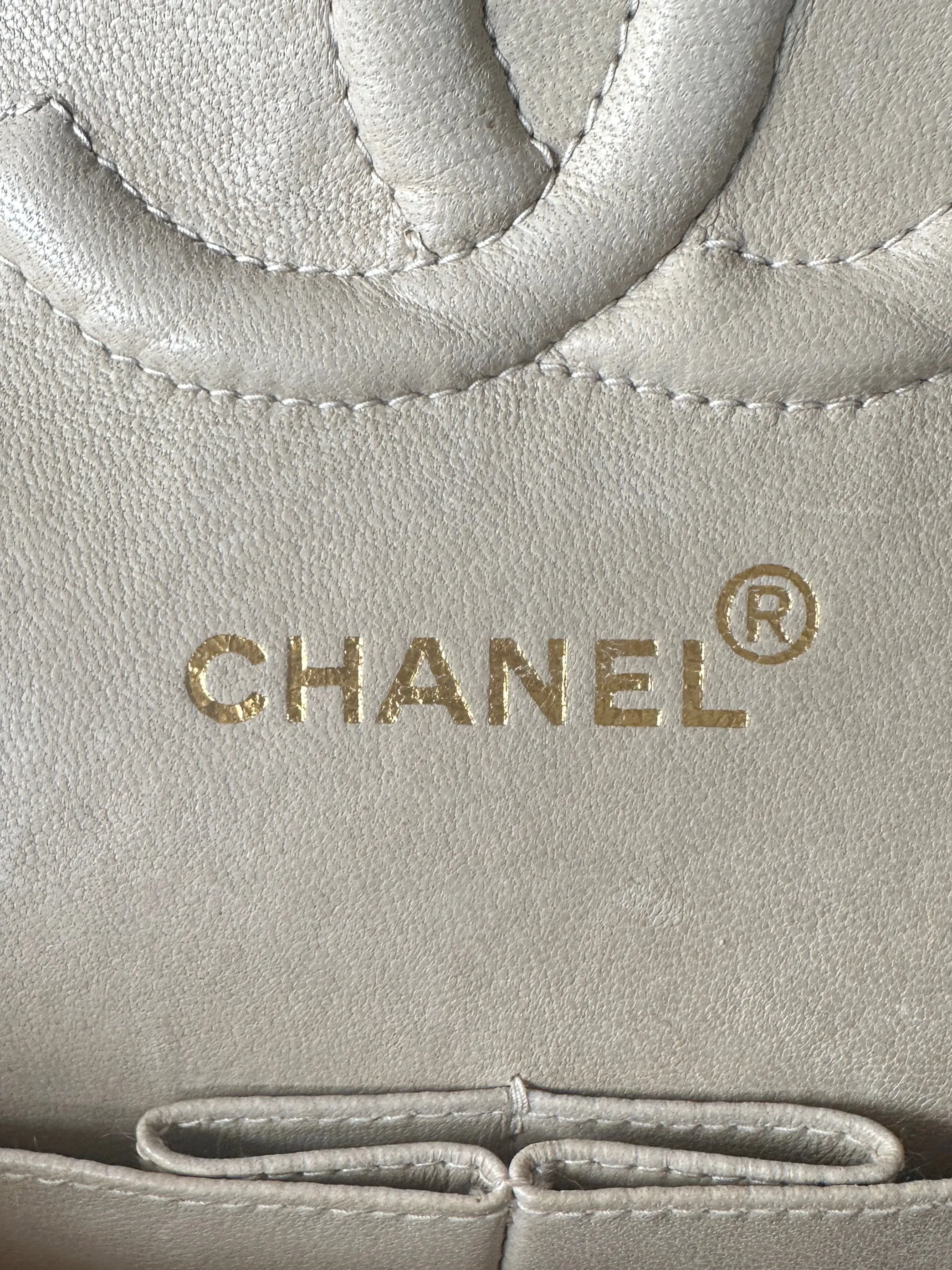 Chanel Ivory Canvas Camellia Embroidered Double Flap Classic
