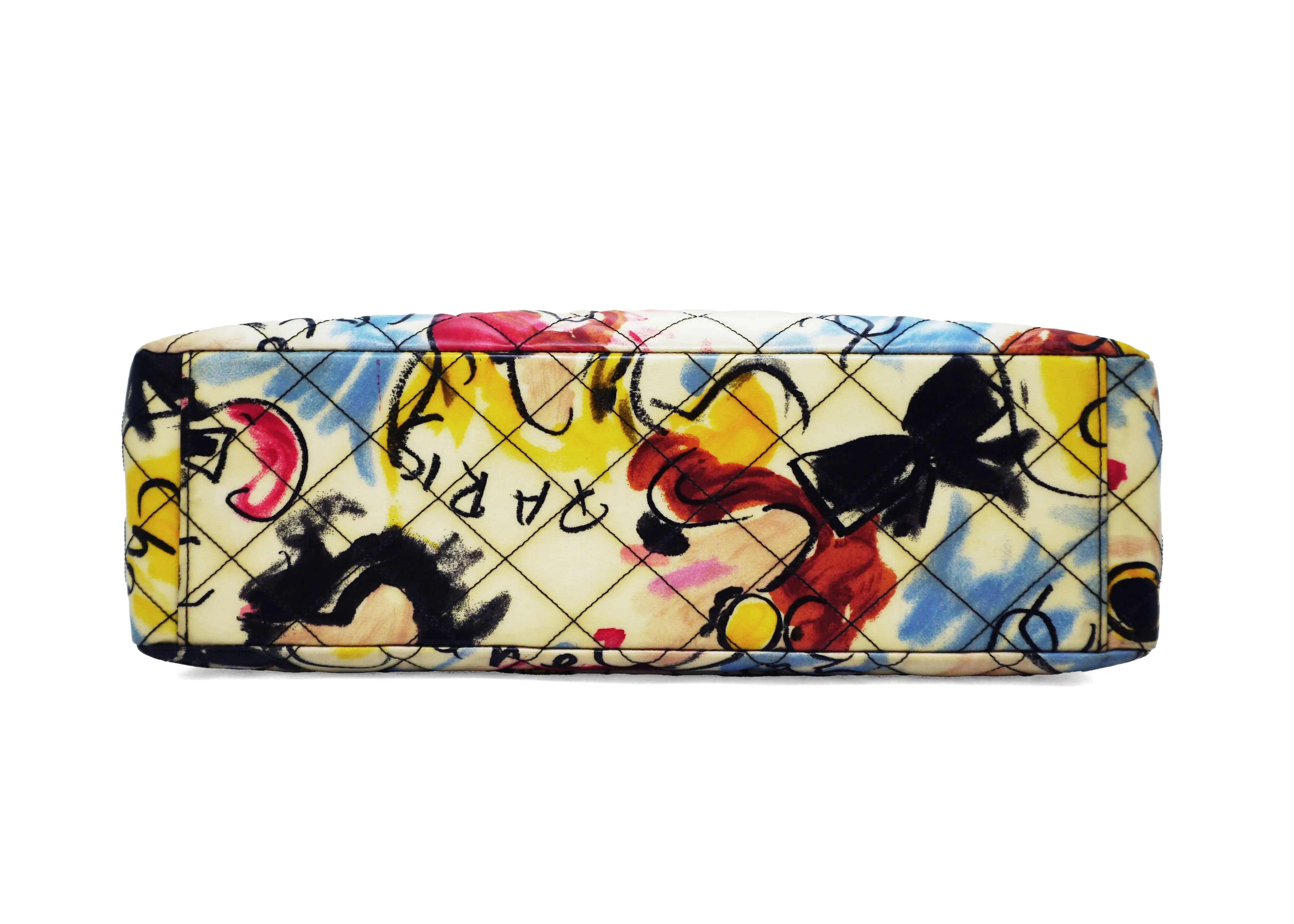 Chanel Vintage Rare Graffiti Sketch Printed Coated Canvas Maxi Jumbo