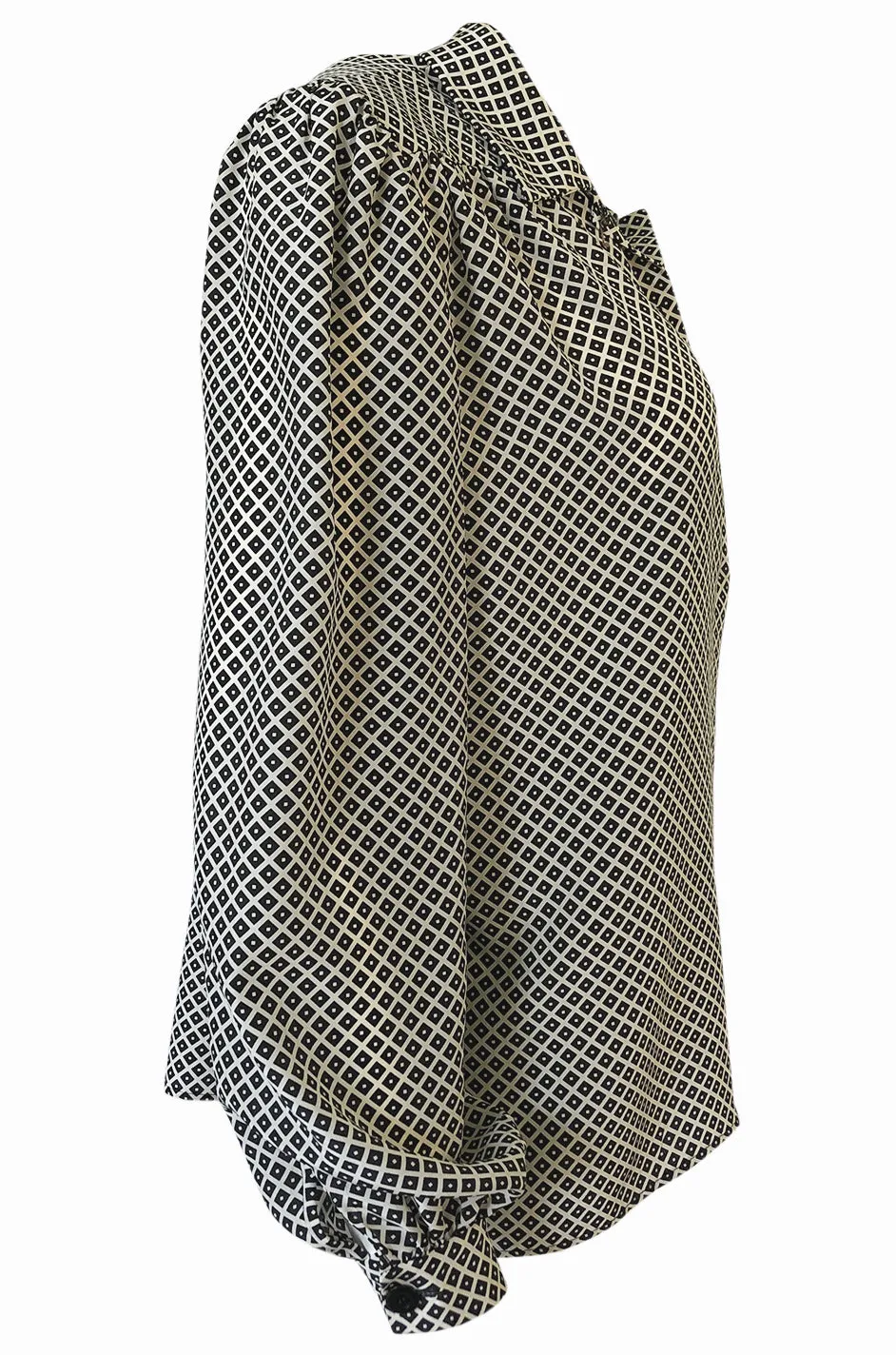 Chic 1980s Valentino Boutique Graphic Black & White Silk Top