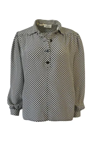 Chic 1980s Valentino Boutique Graphic Black & White Silk Top