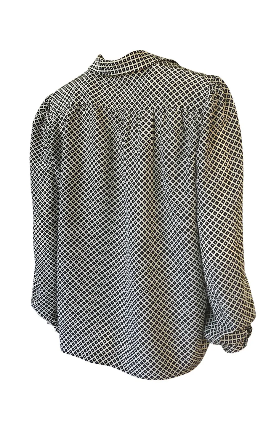 Chic 1980s Valentino Boutique Graphic Black & White Silk Top