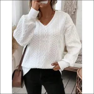 Chic V-Neck Long Sleeve Sweatshirt