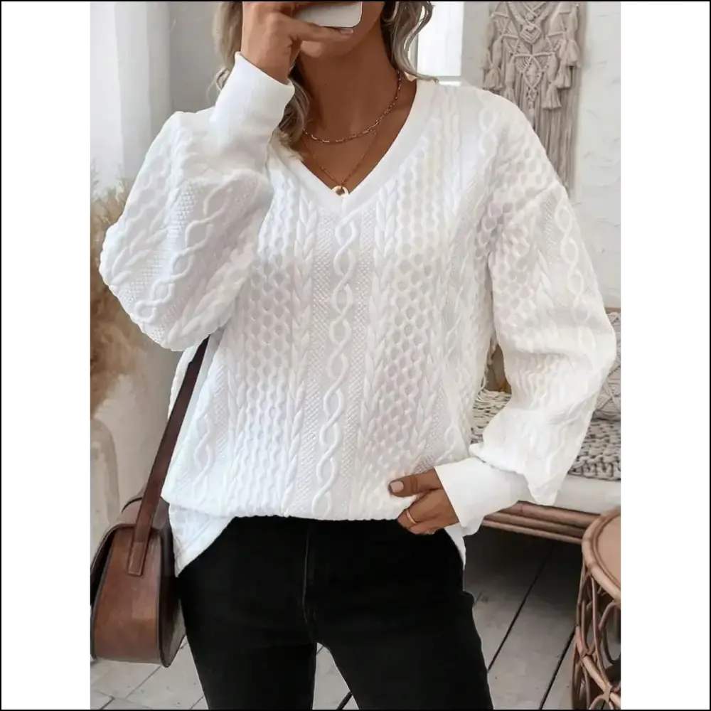 Chic V-Neck Long Sleeve Sweatshirt