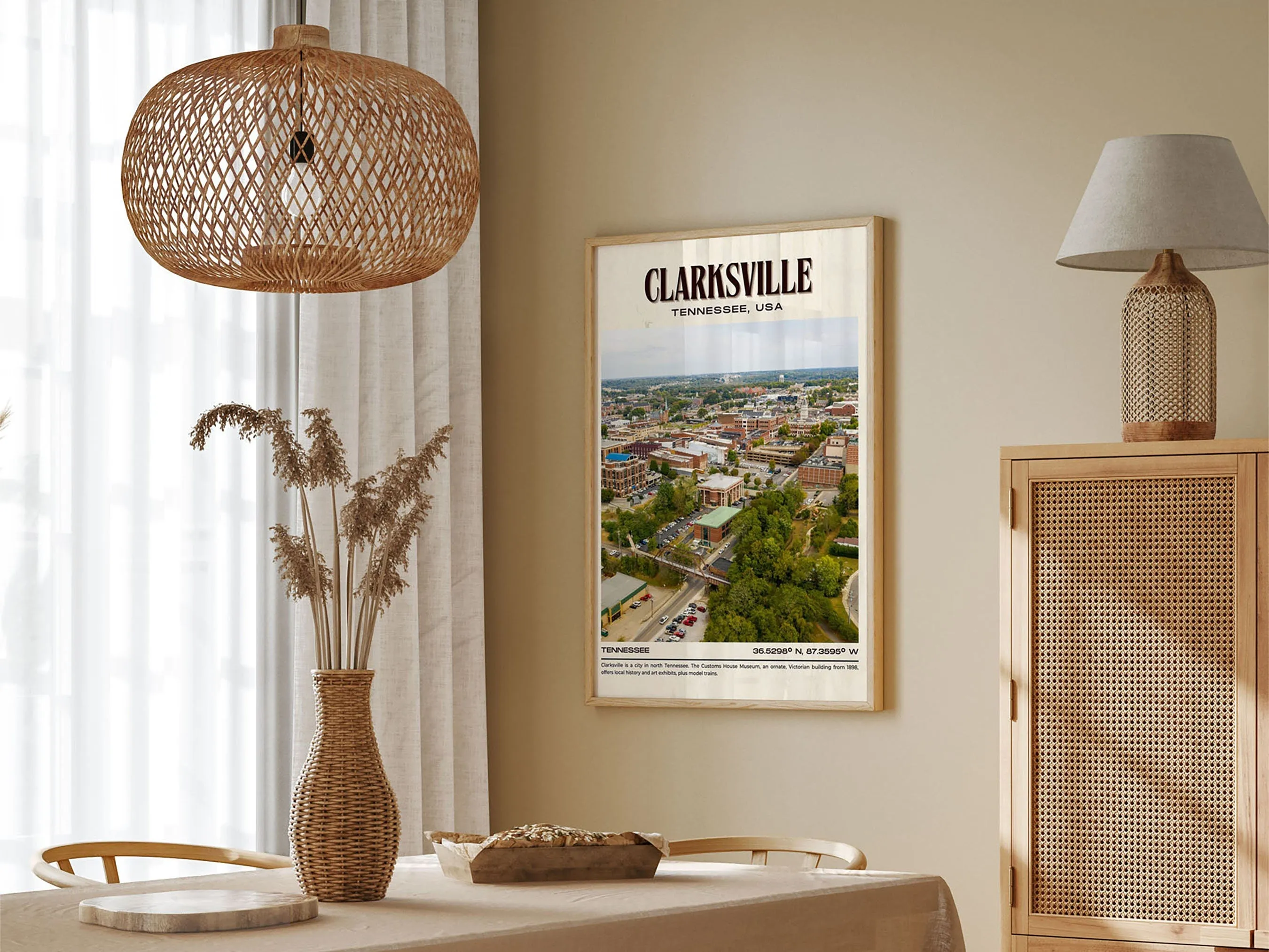 Clarksville Vintage Wall Art, Tennessee, USA