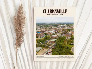 Clarksville Vintage Wall Art, Tennessee, USA