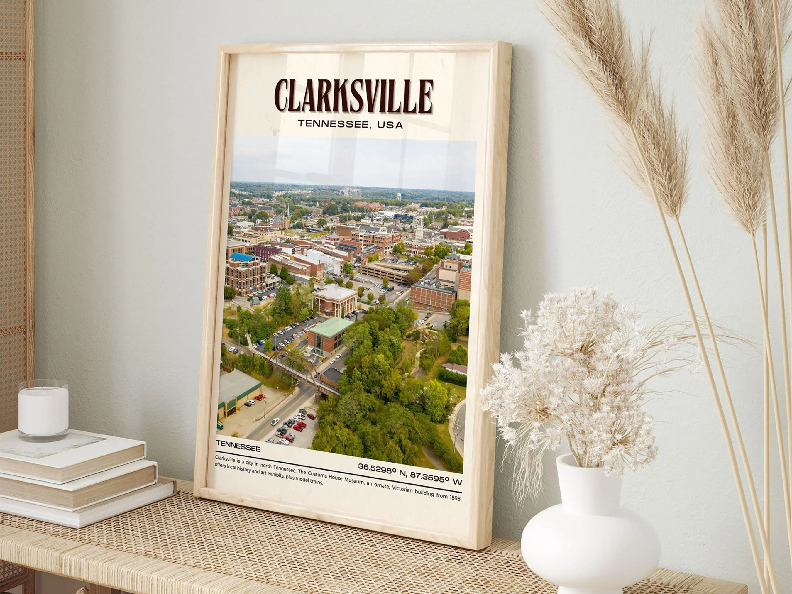 Clarksville Vintage Wall Art, Tennessee, USA