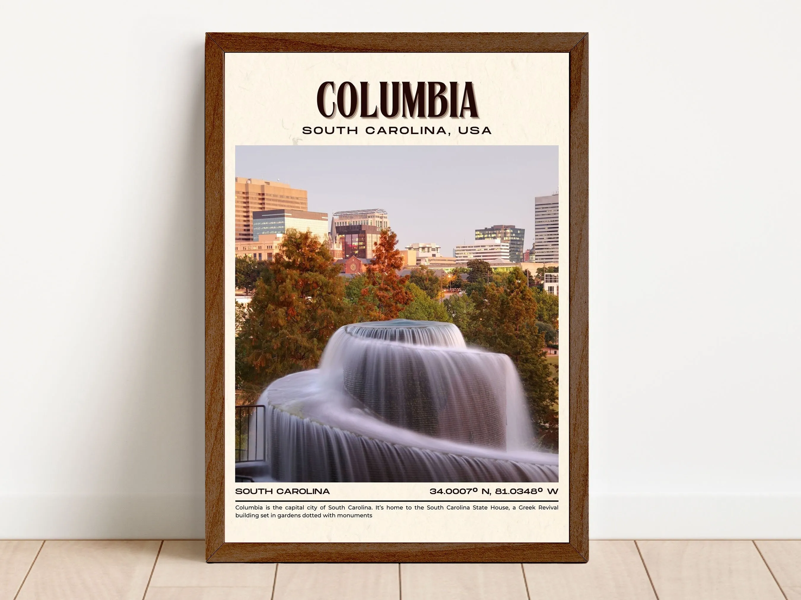 Columbia Vintage Wall Art, South Carolina, USA