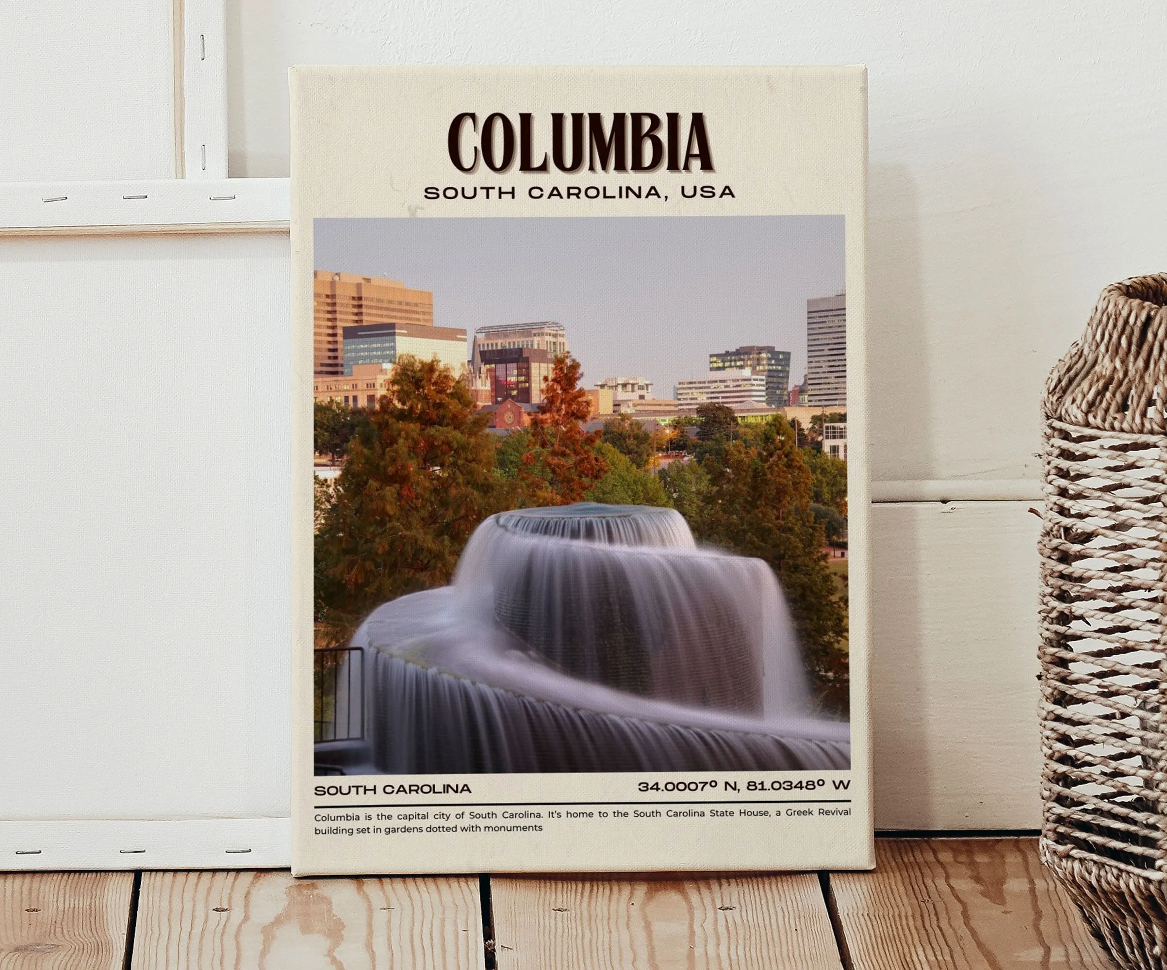 Columbia Vintage Wall Art, South Carolina, USA
