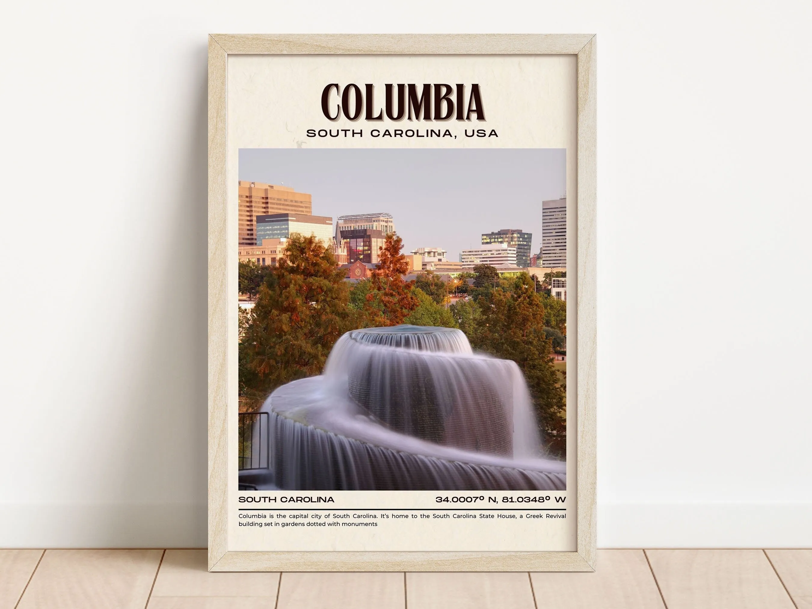 Columbia Vintage Wall Art, South Carolina, USA