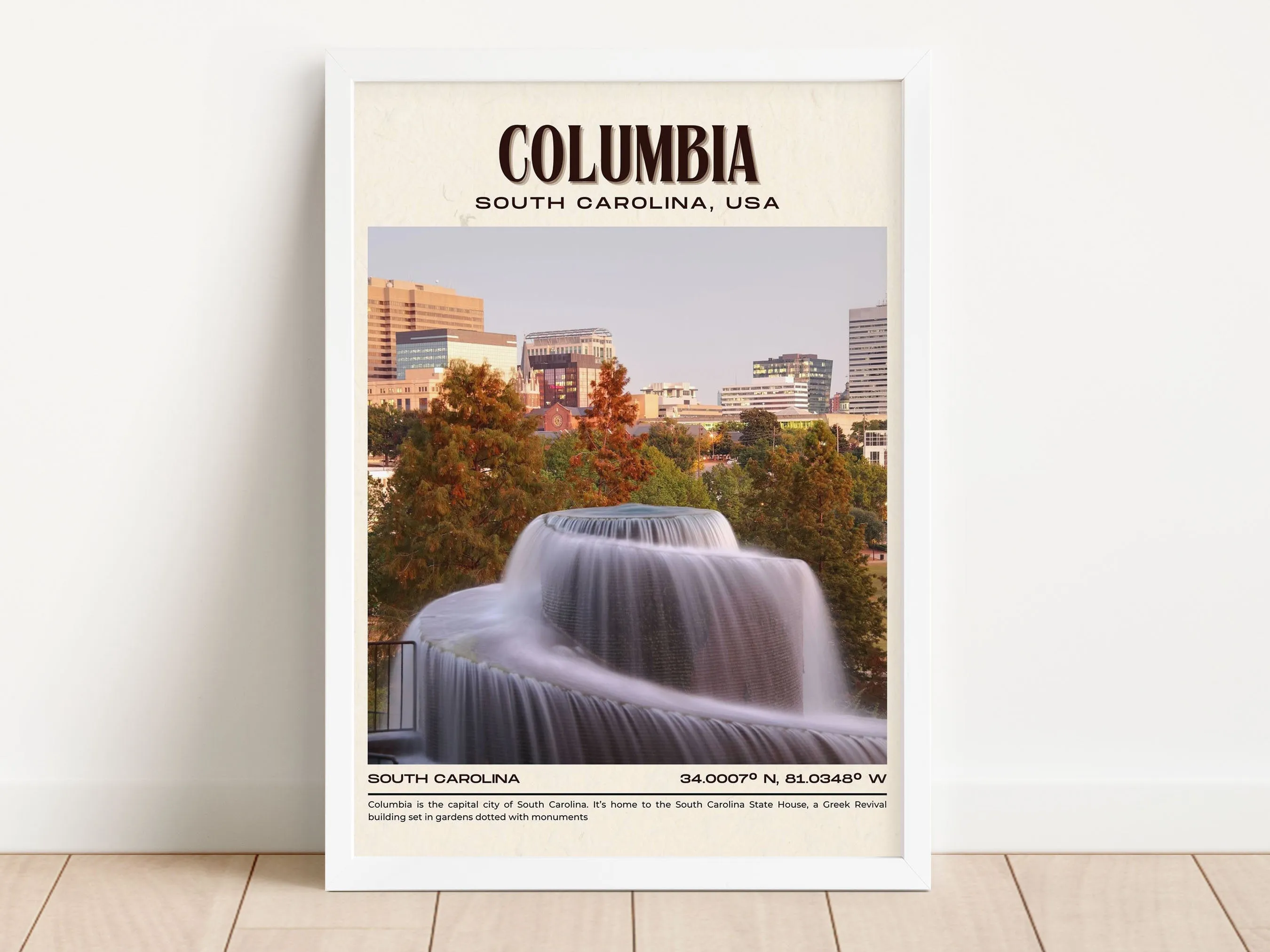 Columbia Vintage Wall Art, South Carolina, USA