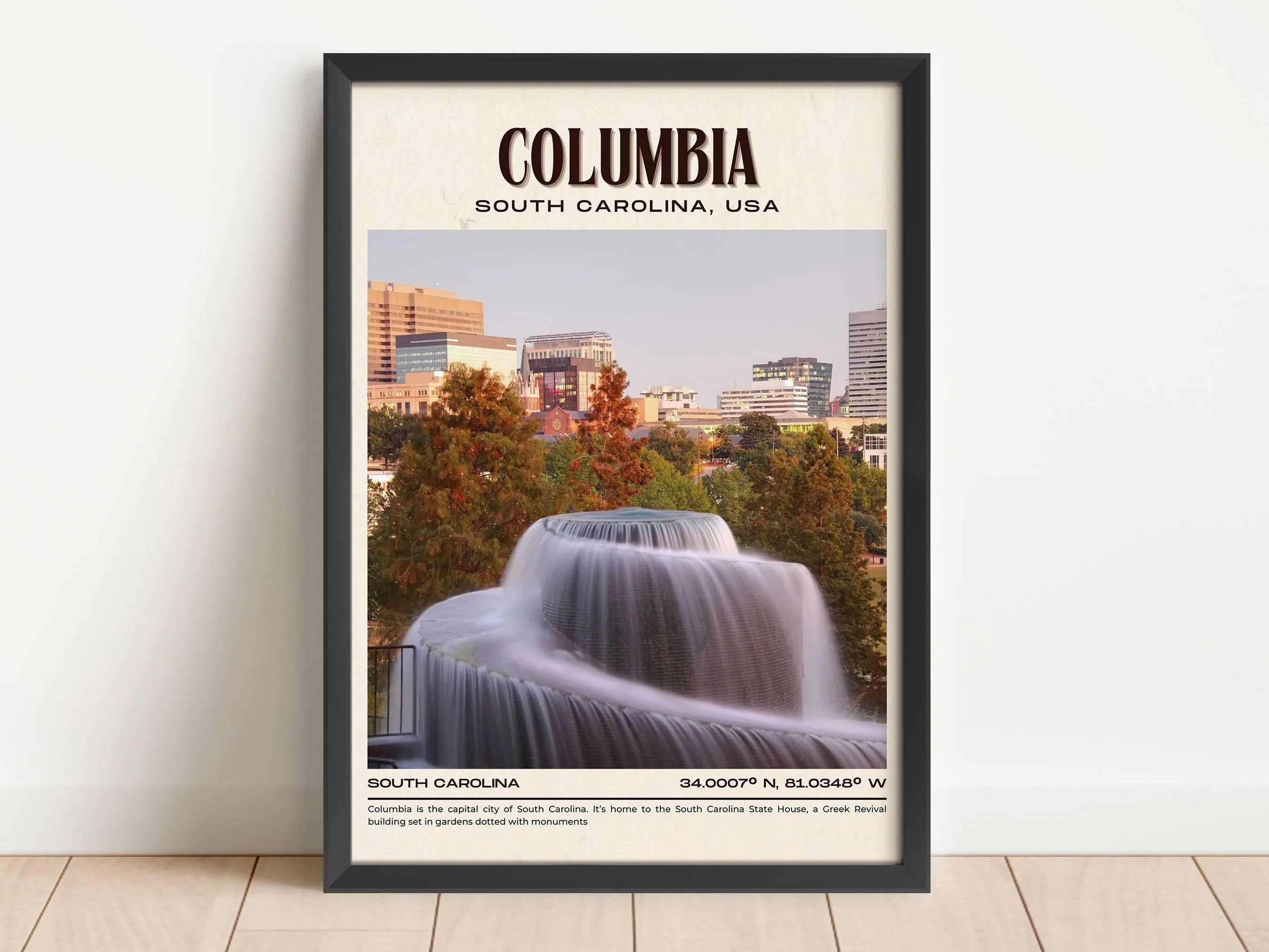 Columbia Vintage Wall Art, South Carolina, USA