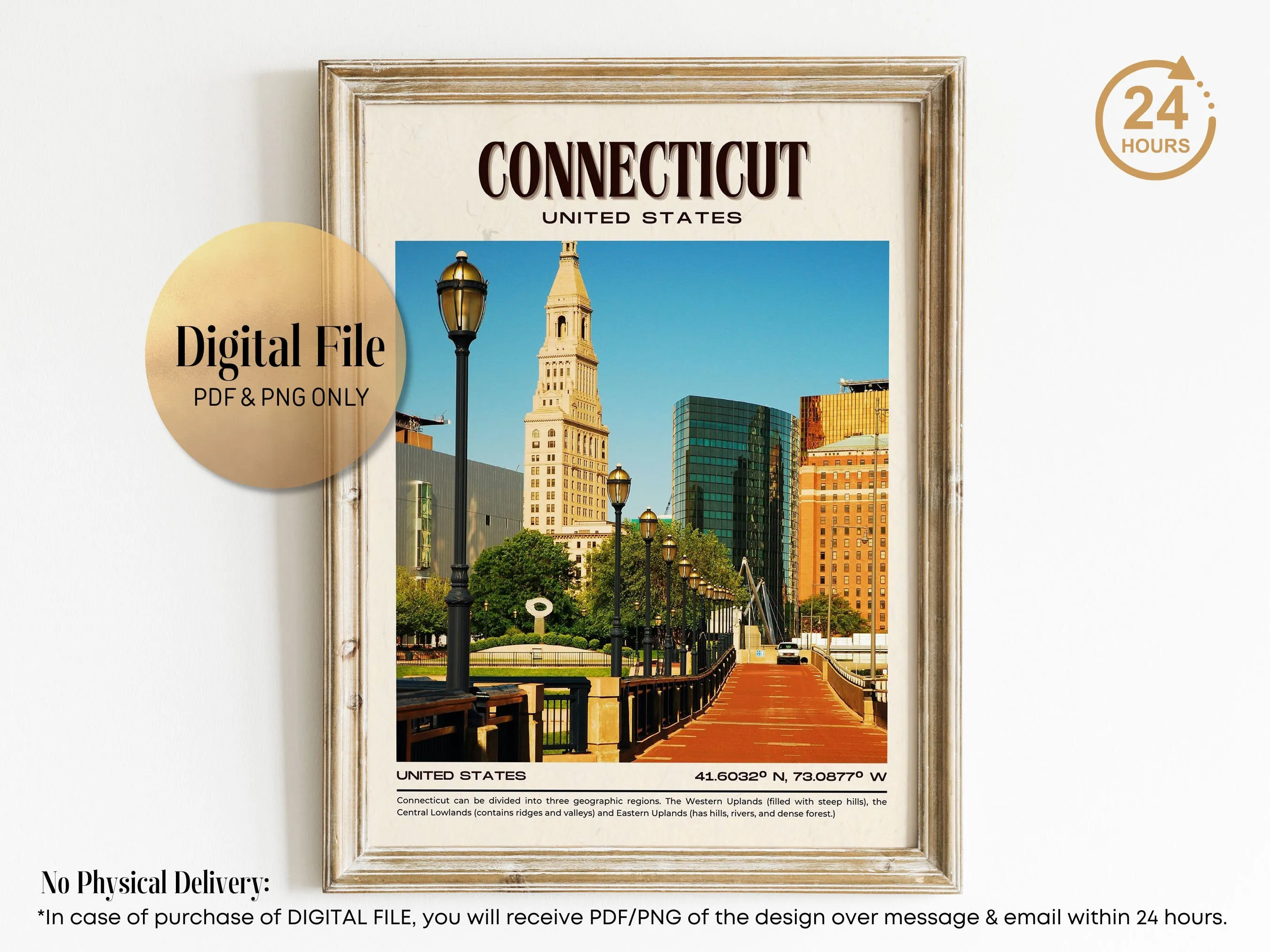 Connecticut Vintage Wall Art, USA