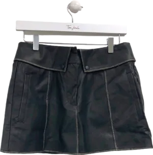 Couture Black Leather Mini Skirt UK 8