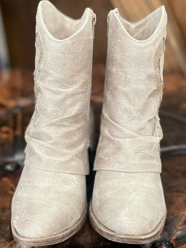 Cream Brillo Ankle Boot with Gold Glitter Inlay