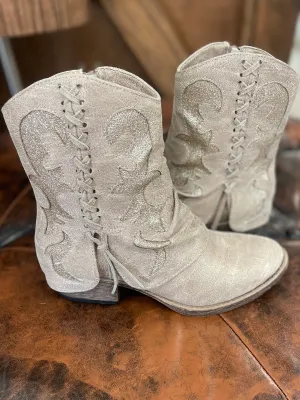 Cream Brillo Ankle Boot with Gold Glitter Inlay