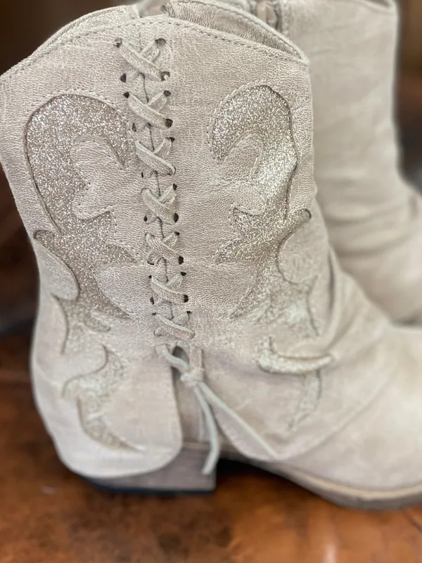 Cream Brillo Ankle Boot with Gold Glitter Inlay