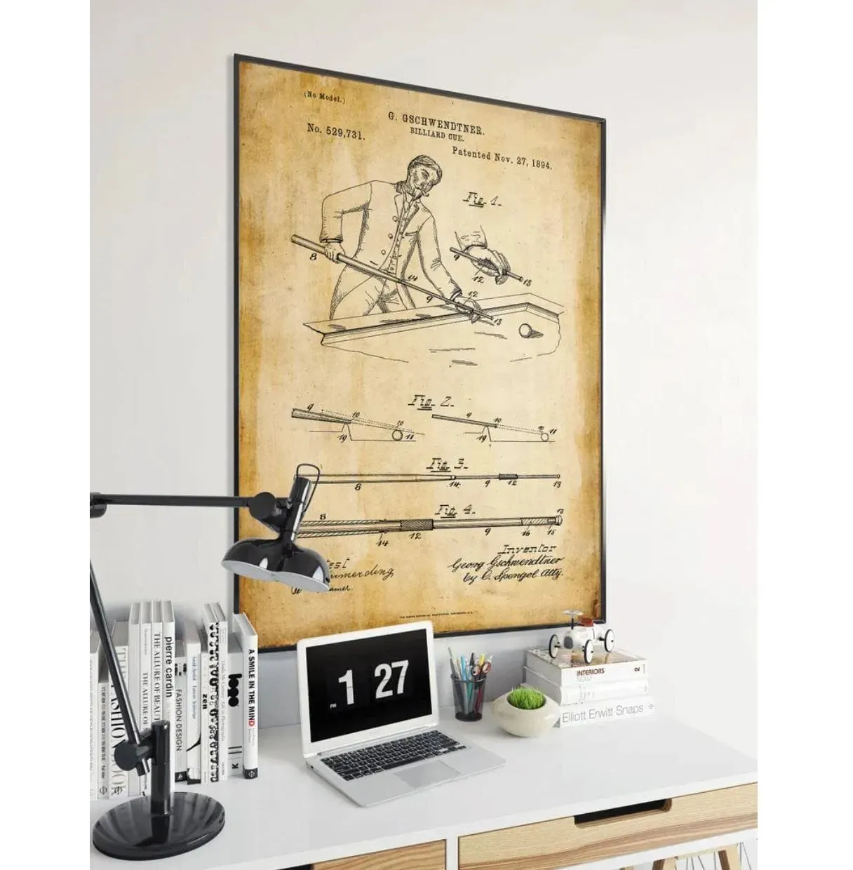 Cue Stick Billiards Vintage Poster Print