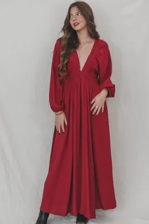 DEAL All So Free Of The People Wine Maxi Dress