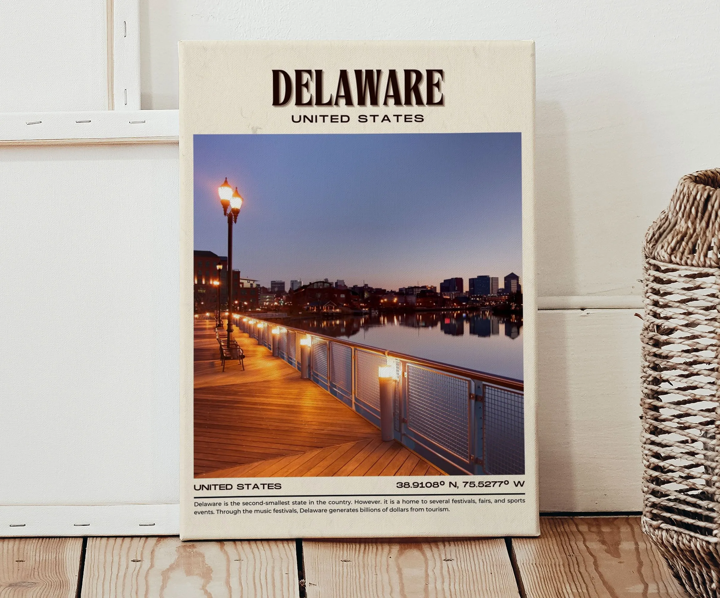 Delaware Vintage Wall Art, USA