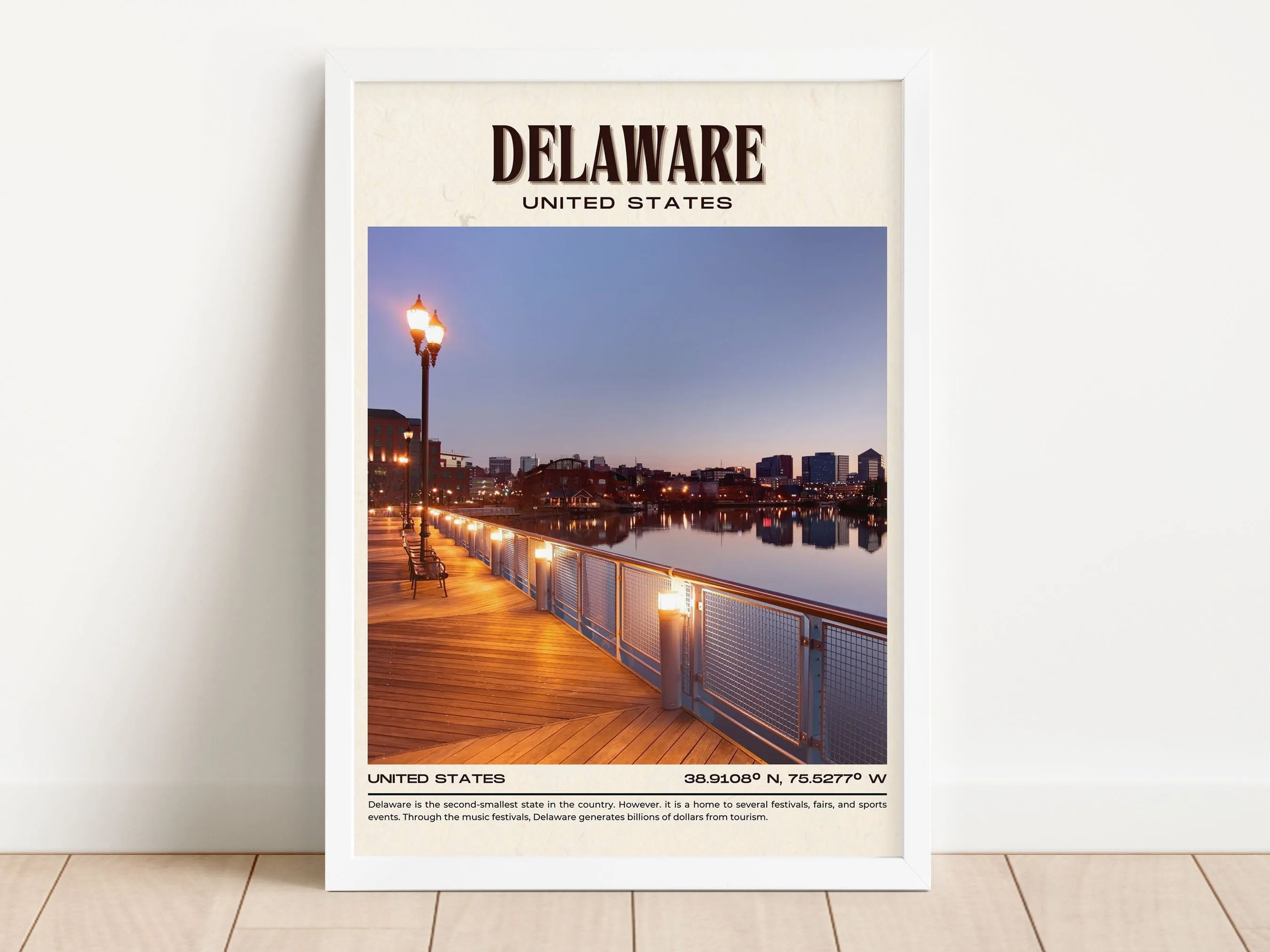 Delaware Vintage Wall Art, USA