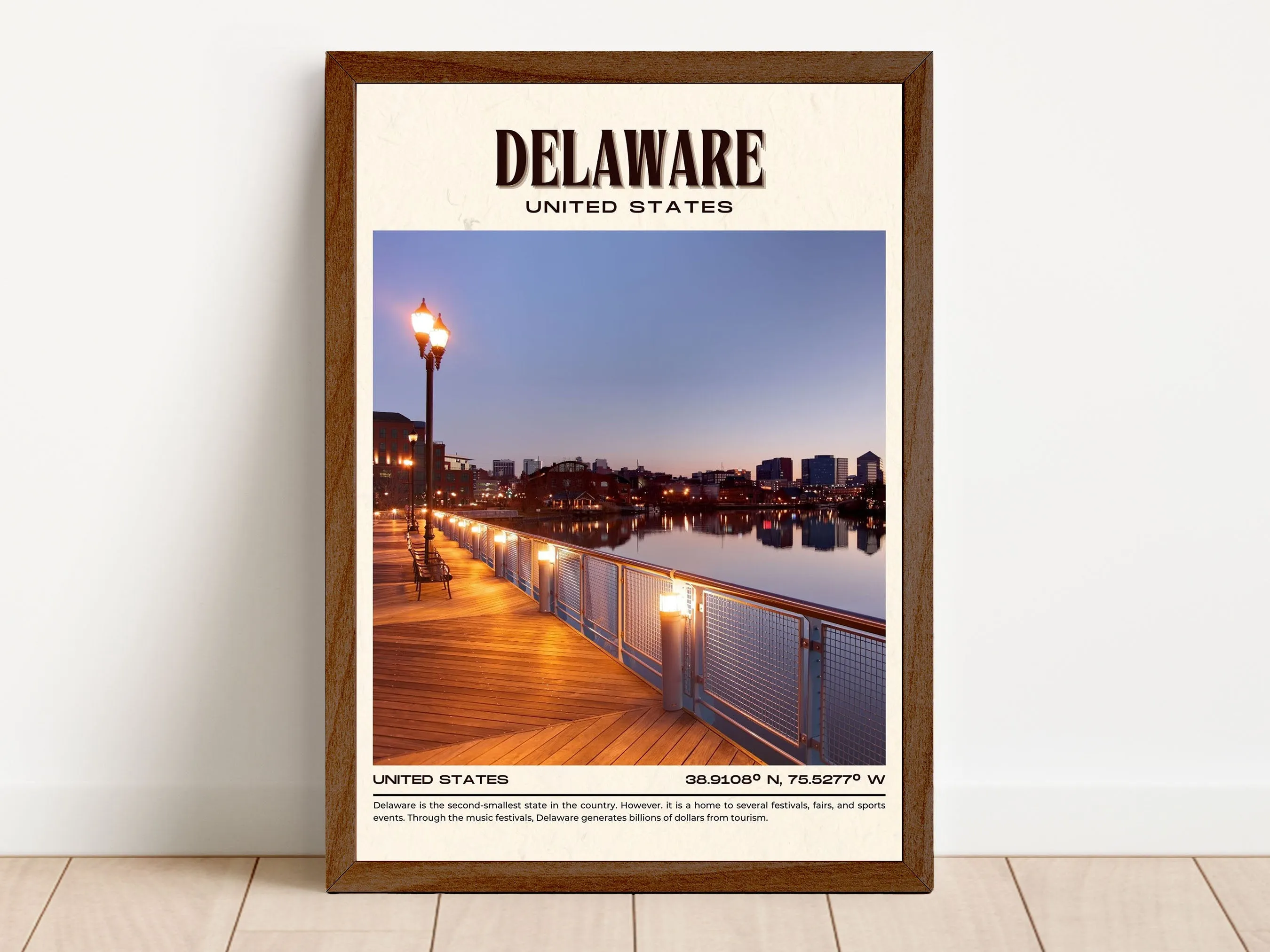Delaware Vintage Wall Art, USA
