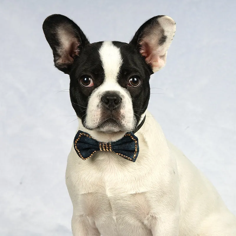 Denim Bow Knot Microfiber Leather Collar - A020