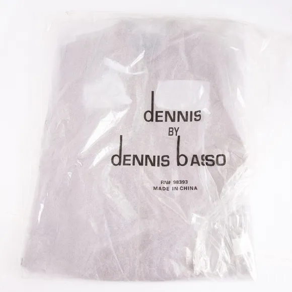 Dennis Basso faux vegan leather cognac scuba style tailored jacket timeless L