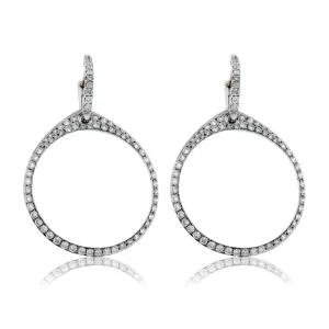 Diamond Circle Front Facing Hoop Style Earrings