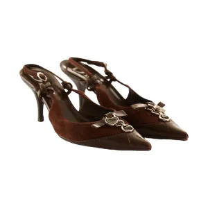 Dior Brown Suede Heart Logo Heels