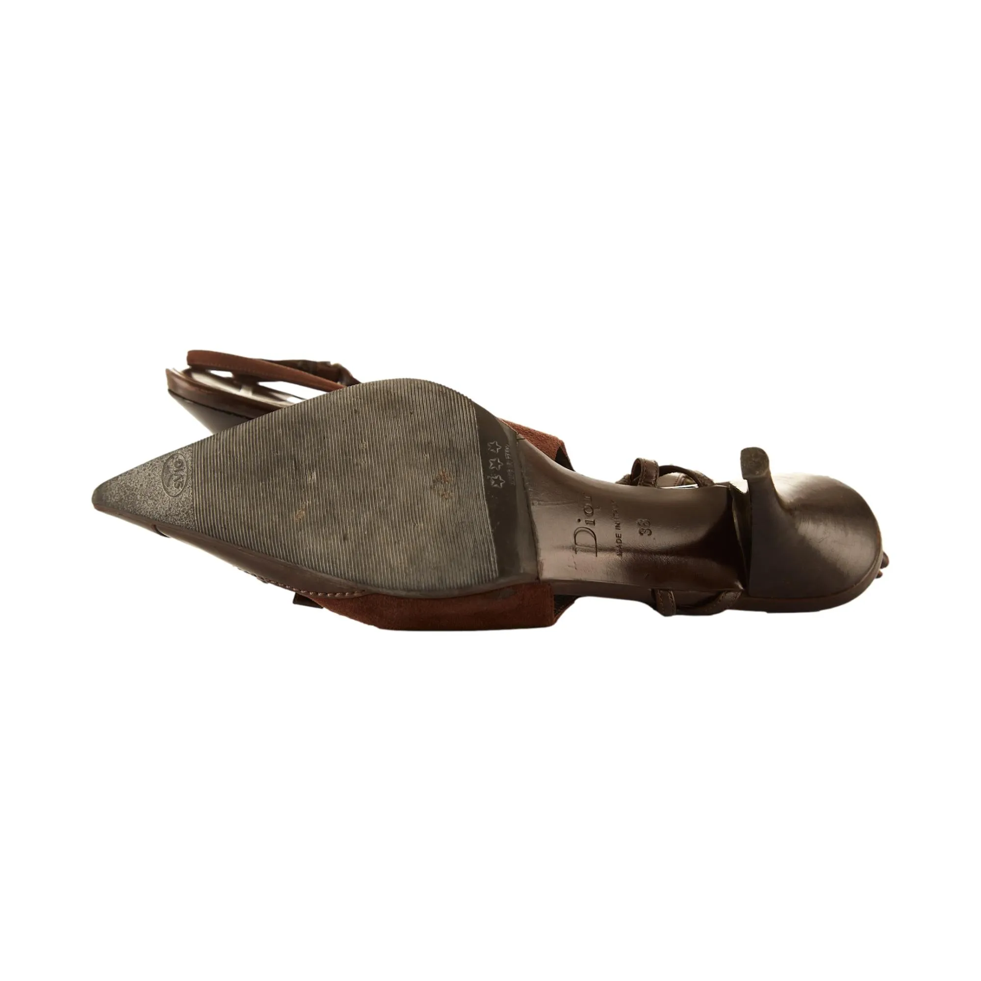 Dior Brown Suede Heart Logo Heels
