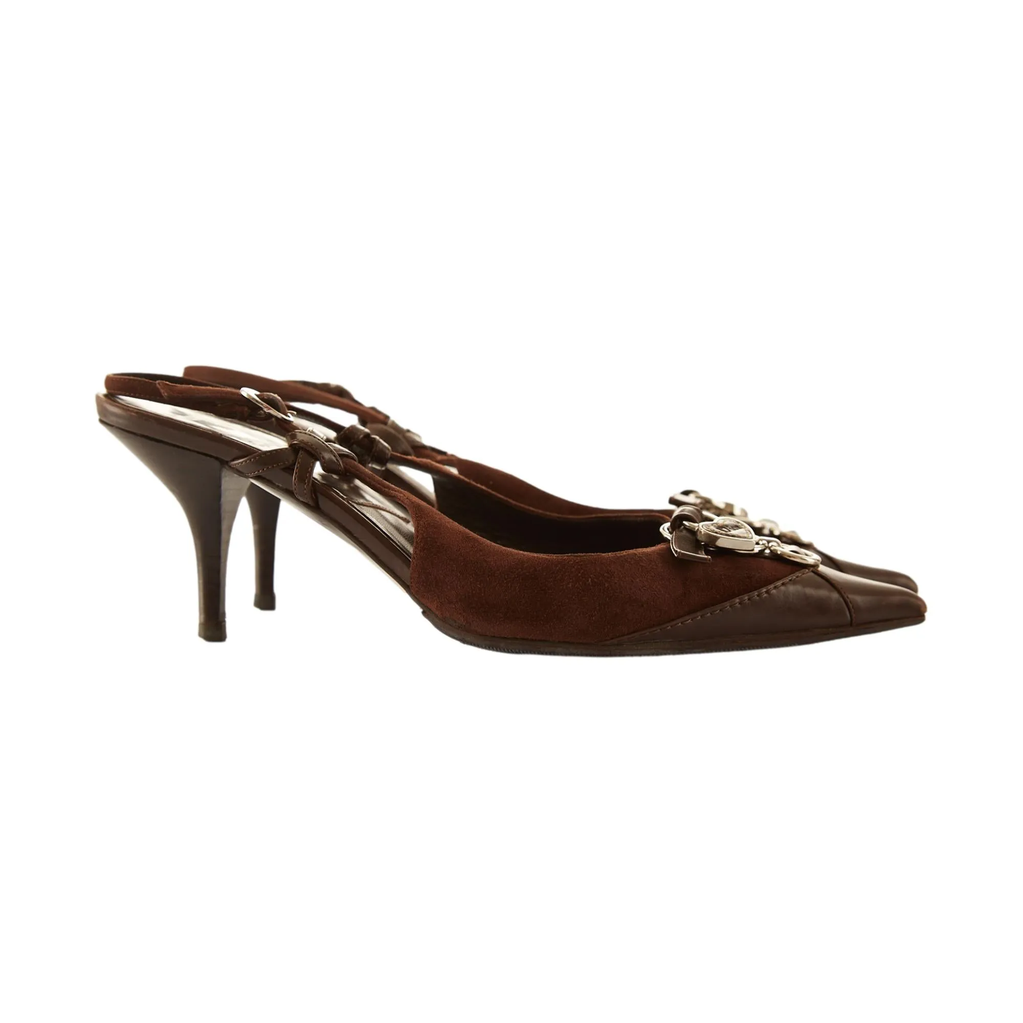 Dior Brown Suede Heart Logo Heels