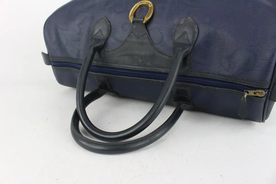 Dior Navy Blue Monogram Trotter Boston Bag 812da5