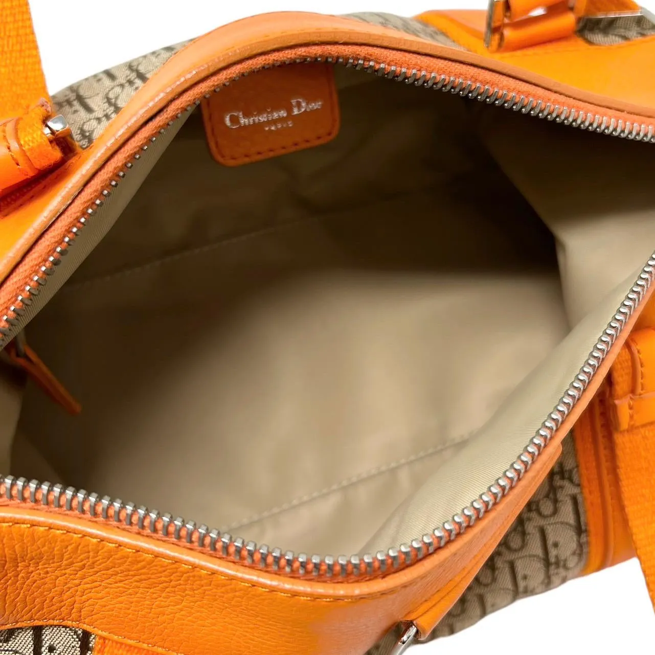 Dior Orange Logo Boston Bag