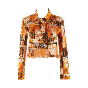 Dior Orange Logo Print Cropped Jacket