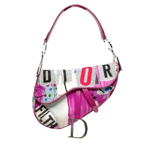 Dior Pink Filth Logo Saddle Bag