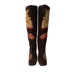 Dolce & Gabbana Brown Leaf Suede Boots