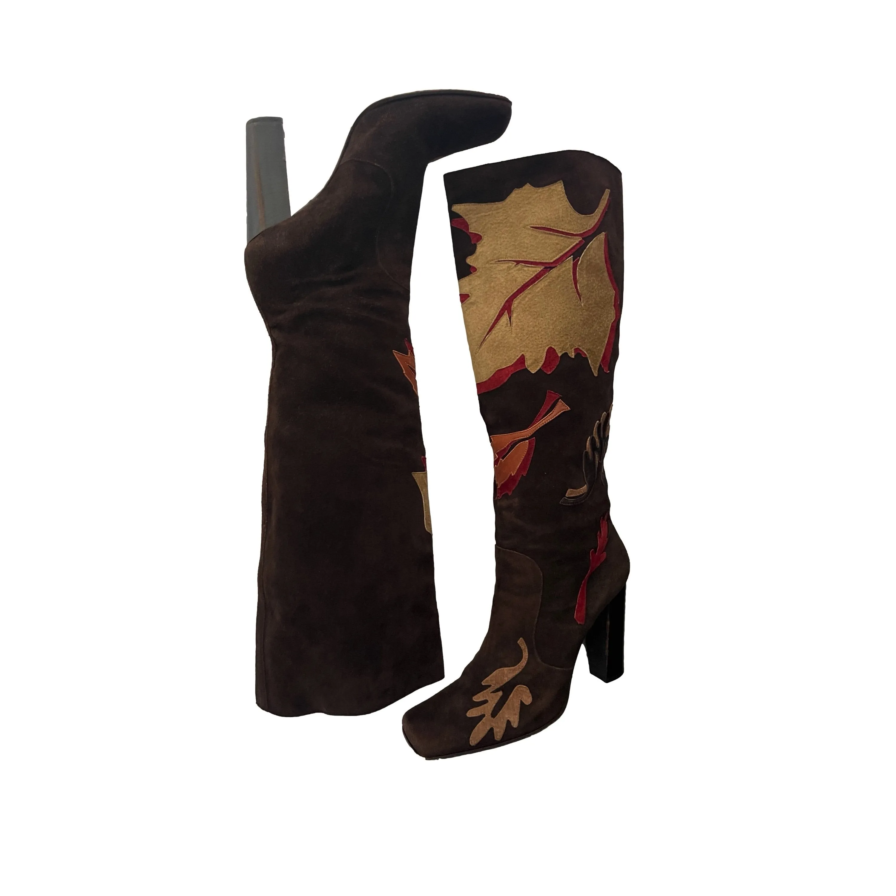 Dolce & Gabbana Brown Leaf Suede Boots