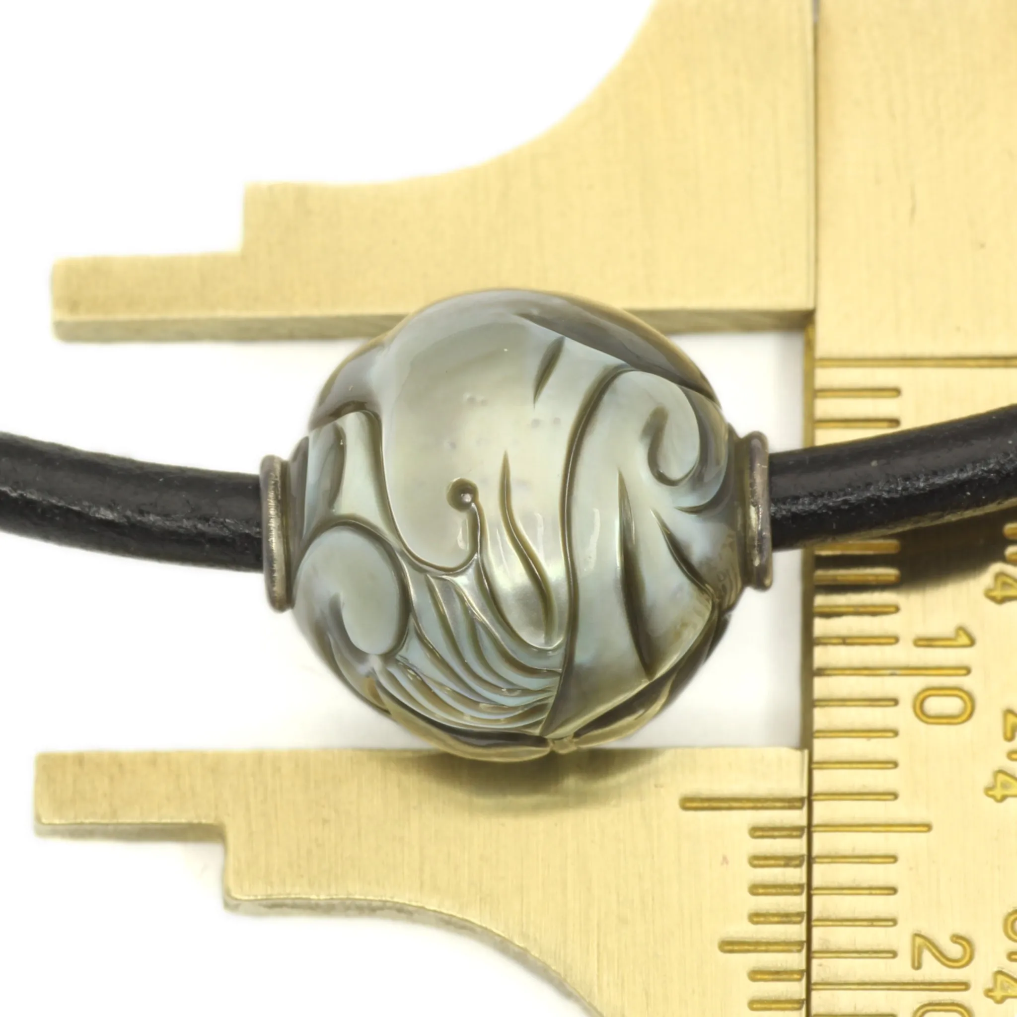 Dolphin - Galatea Carved Tahitian Pearl Leather Necklace